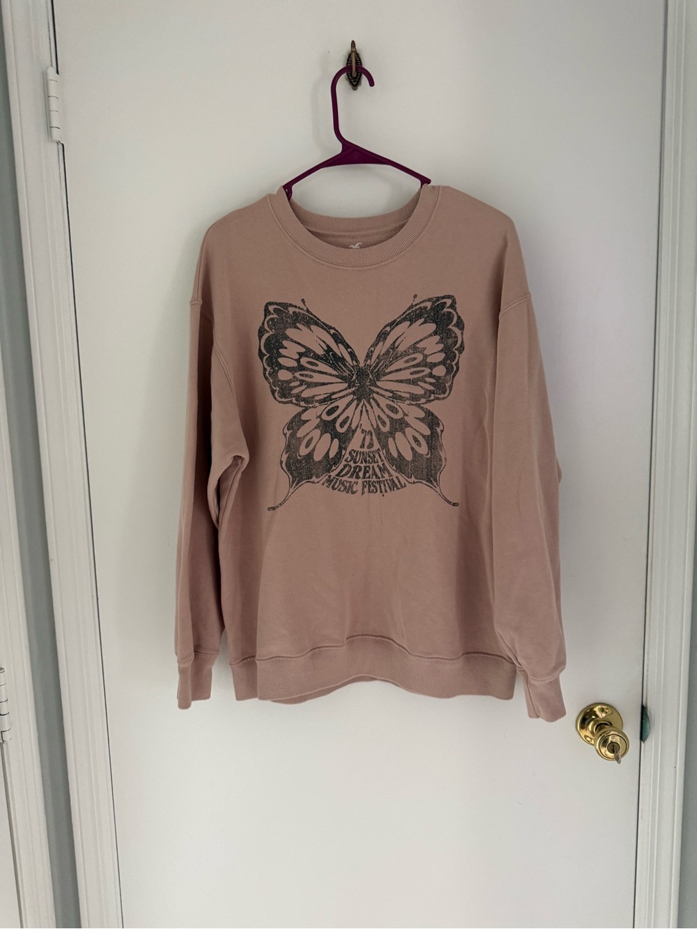 Hollister Dusty Rose Butterfly Graphic Sweatshirt